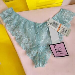 VTG Felina LACE RUFFLE Lace RARE THONG PANTIES SM Aqua NWT 90s/Y2K Mid Rise